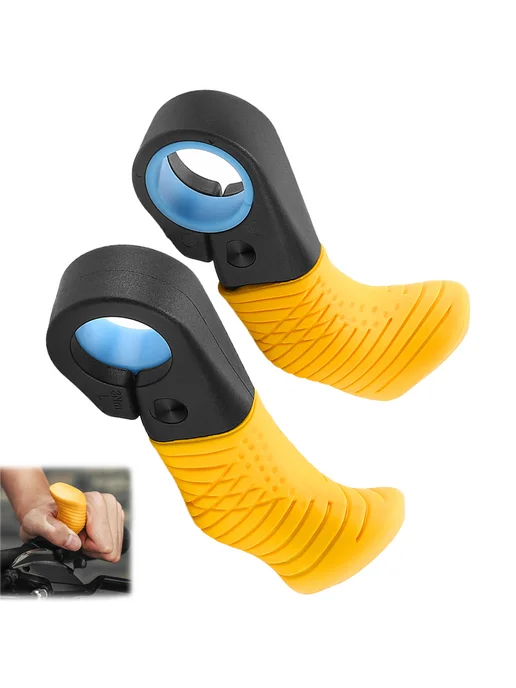 1пар MTB эргономичные Thumb Support рукоятки для MTB (Жёлтые, желтый, фото 2