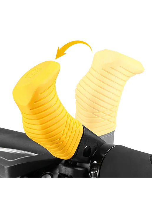 1пар MTB эргономичные Thumb Support рукоятки для MTB (Жёлтые, желтый, фото 3