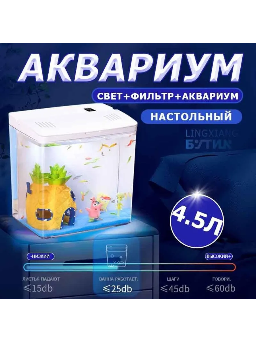 Аквариум 5 л с фильтром и подсветкой