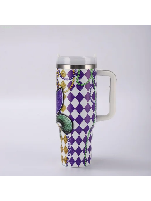 вакуумная колба Big Mac car cup емкостью 40 унций с ручкой, фиолетовый