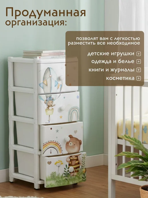 Комод пластиковый, белый, фото 2