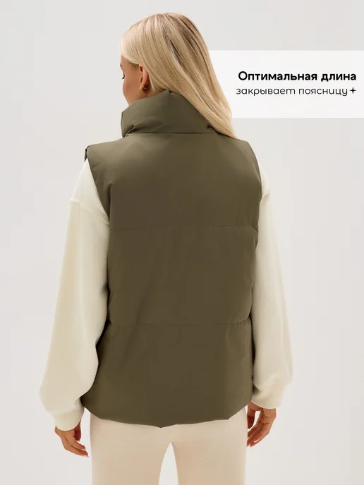 SmileStyle Утепленный жилет демисезонный непромокаемый, зеленый, фото 5