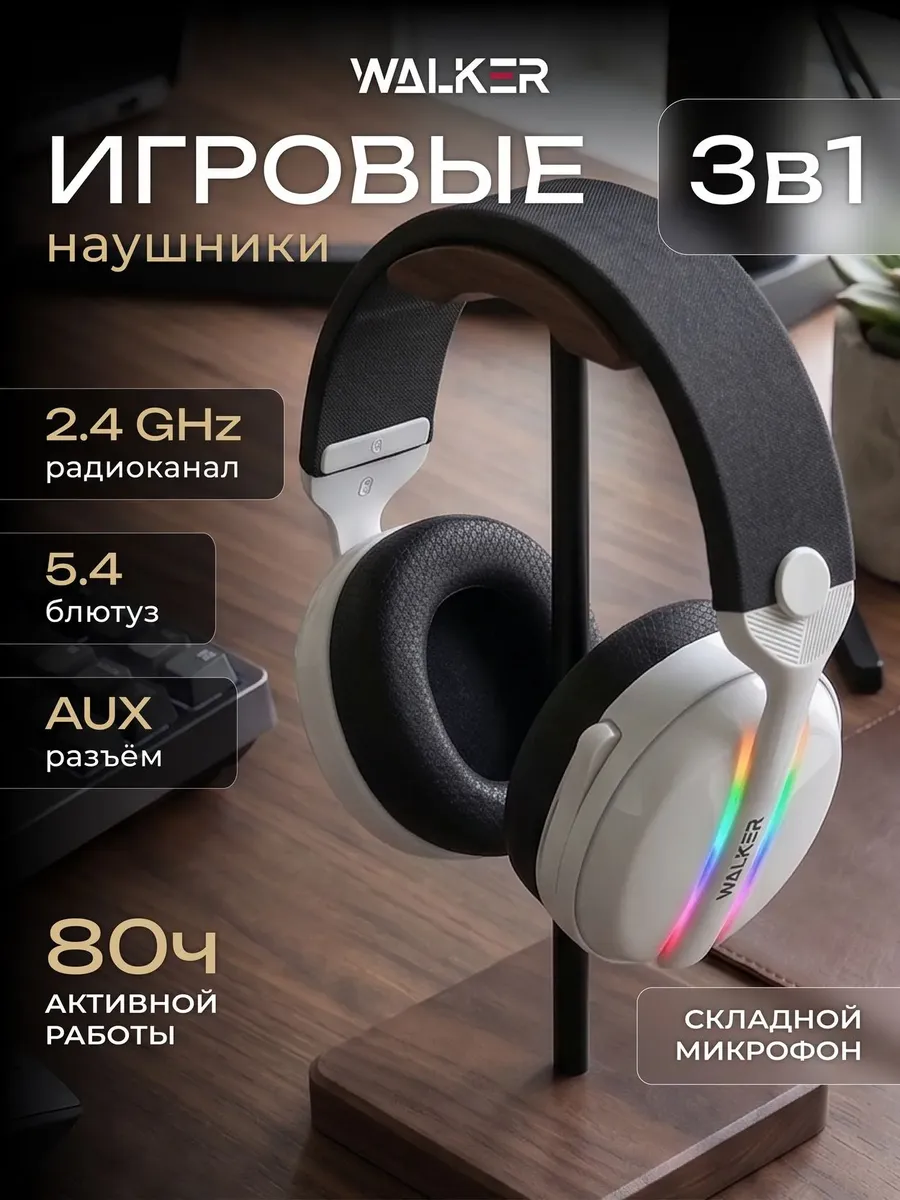 Наушники игровые большие беспроводные с микрофоном