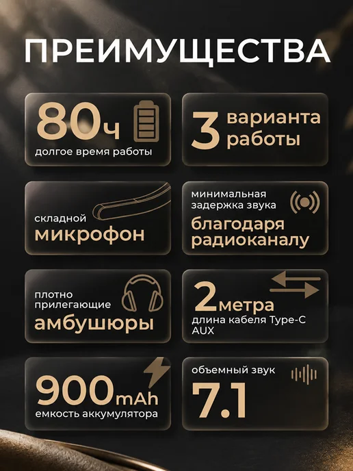 WALKER Наушники игровые большие беспроводные с микрофоном, белый, фото 2