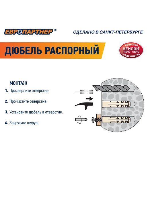 ЕВРОПАРТНЕР Дюбель распорный 6х30мм PND нейлоновый (15 шт.), 15 шт, фото 5