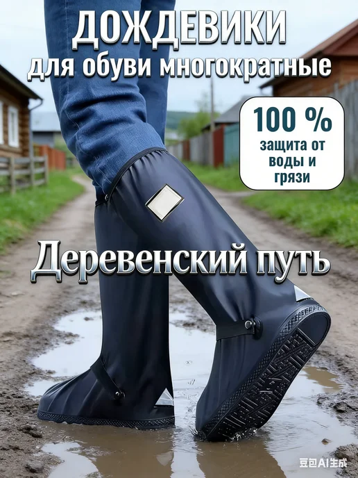 ДомСадМаркет Дождевик для обуви с высокой голенью, черный