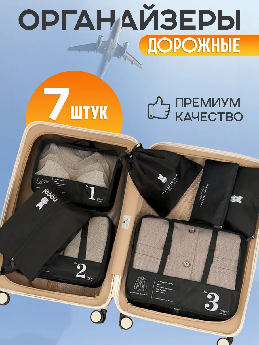 Дорожный органайзер для чемодана набор для путешествий 7в 1