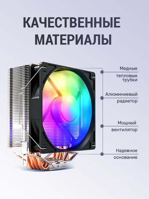 Кулер для процессора ARGB-вентилятор, 4 медные теплотрубы, ARGB-вентилятор 4, фото 3