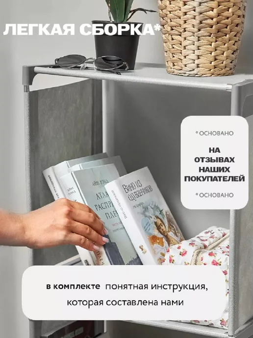 Oqqi Шкаф пластиковый с ящиками, полка в ванную напольная, серый, фото 5