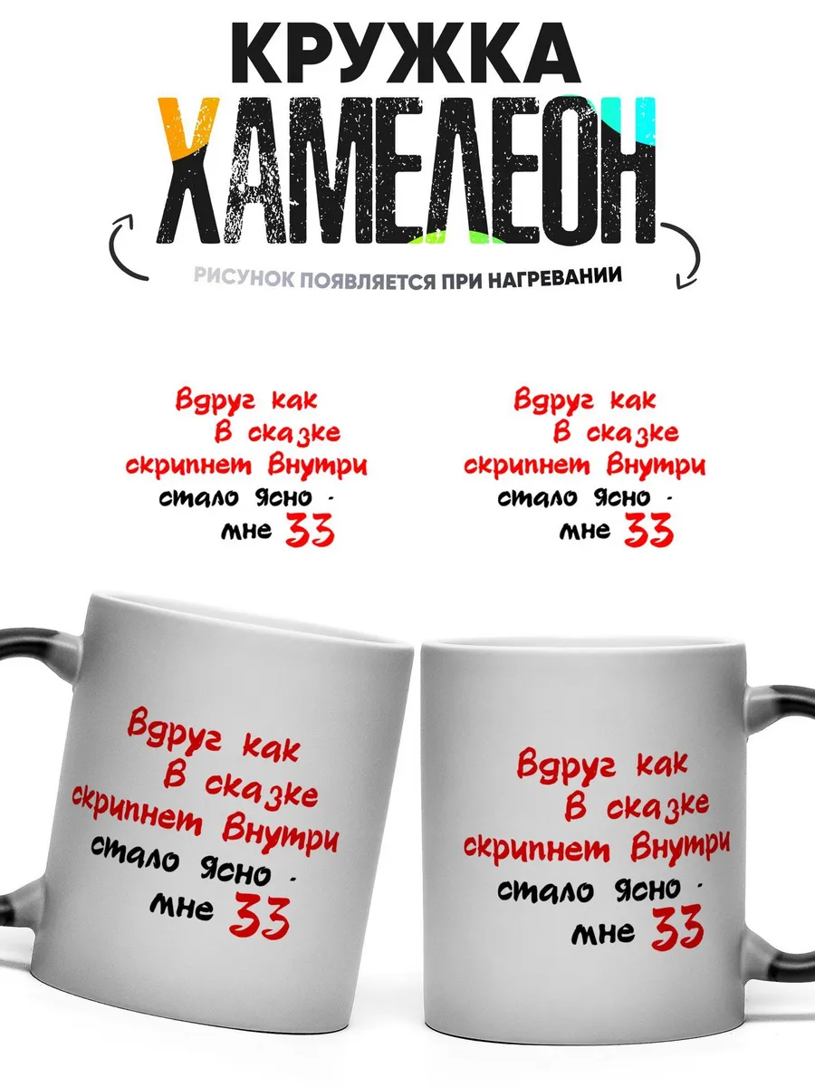 Кружка хамелеон с днем рождения 33