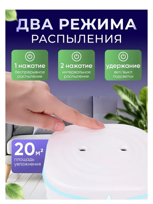 Увлажнитель воздуха для дома настольный с подсветкой, белый, фото 2