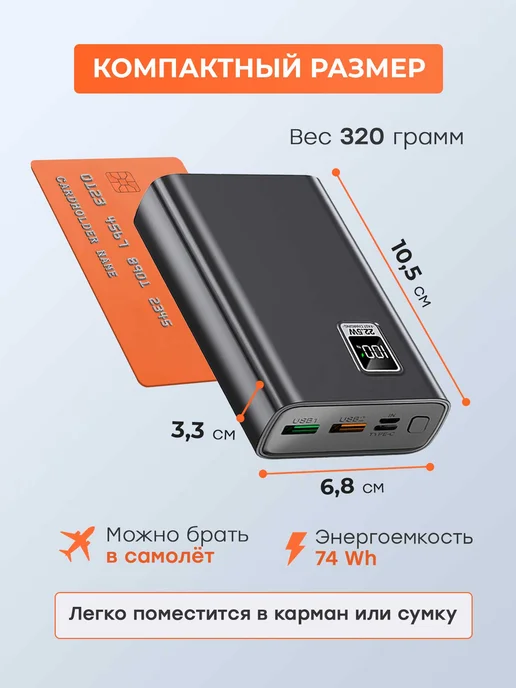 Feel Smart Повербанк 20000 mAh с быстрой зарядкой для телефона, 20000 мАч, фото 2