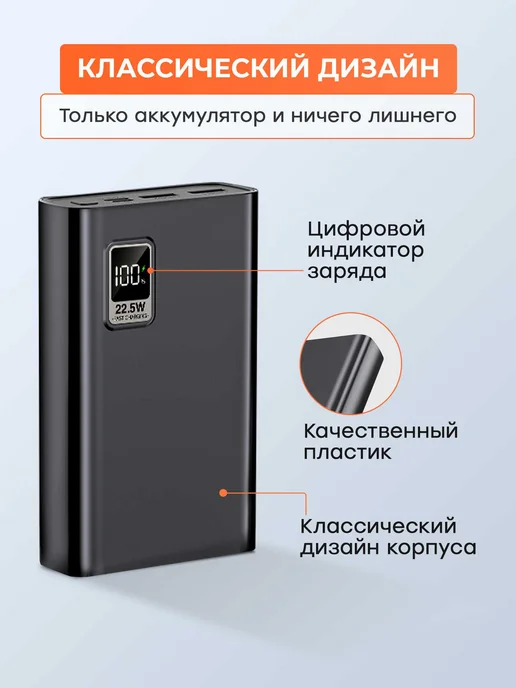Feel Smart Повербанк 20000 mAh с быстрой зарядкой для телефона, 20000 мАч, фото 5