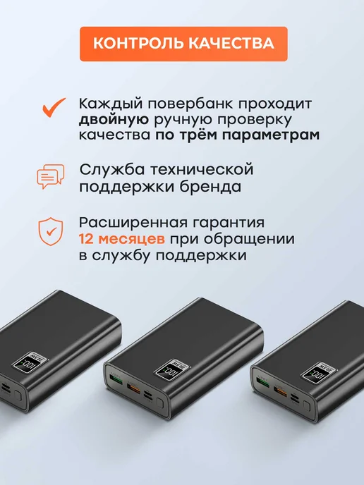 Feel Smart Повербанк 20000 mAh с быстрой зарядкой для телефона, 20000 мАч, фото 6