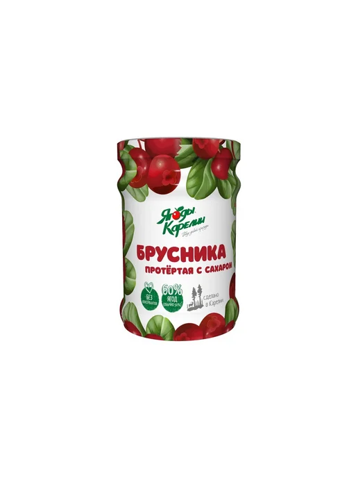 Ягоды Карелии Брусника протертая с сахаром 280г (12 шт.), 280 г, 12 шт, фото 6