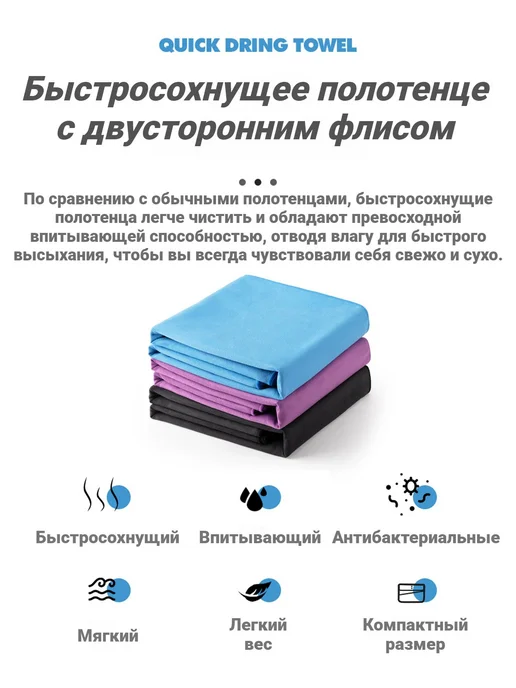 Спортивное полотенце из микрофибры Naturehike mint green, черный, фото 2