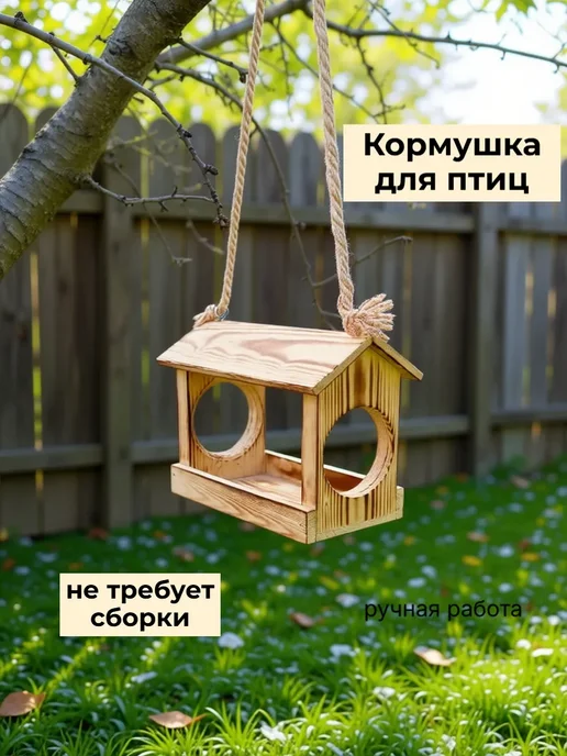 Кормушка для птиц деревянная уличная для сада и дачи, вариант
