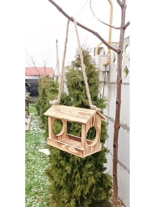 Кормушка для птиц деревянная уличная для сада и дачи, вариант, фото 4