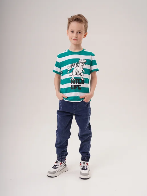 KariKids Джинсы джоггеры для мальчика синие на резинке, синий, фото 5