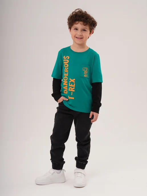 KariKids Джинсы джоггеры для мальчика синие на резинке, черный, фото 5