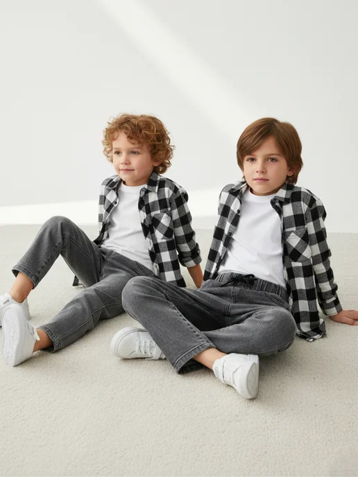 KariKids Джинсы джоггеры детские на резинке, серый, фото 7