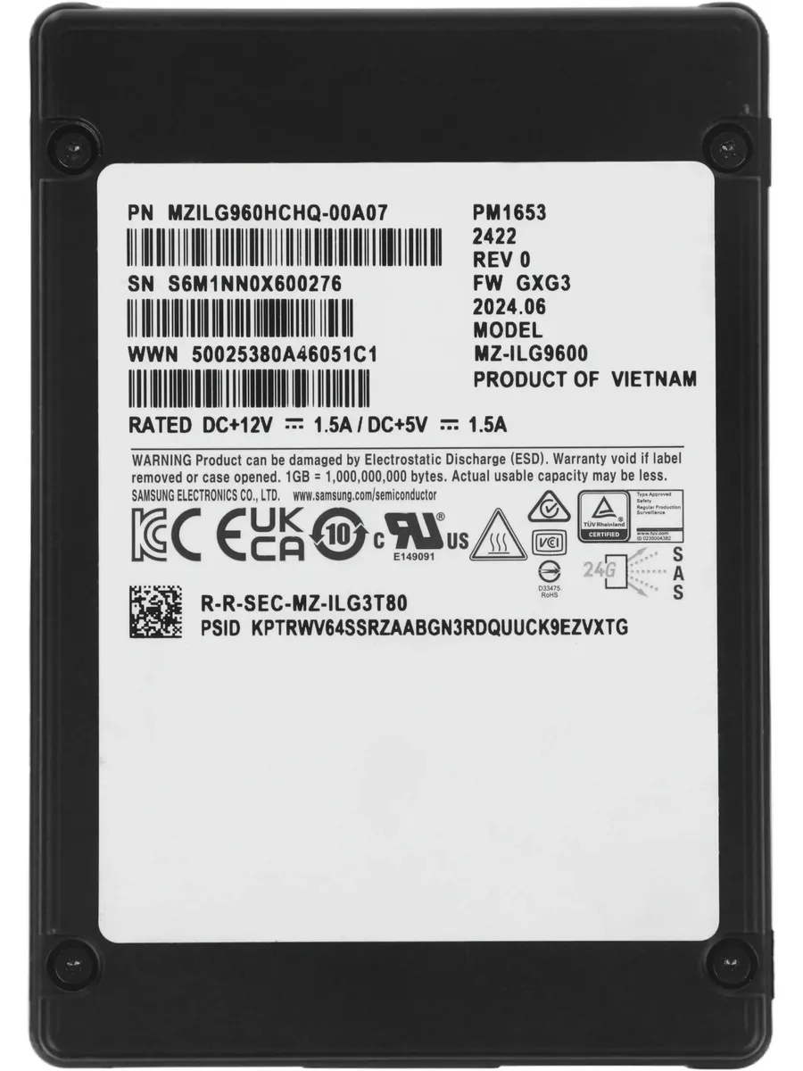 Samsung Накопитель SSD MZILG960HCHQ-00A07