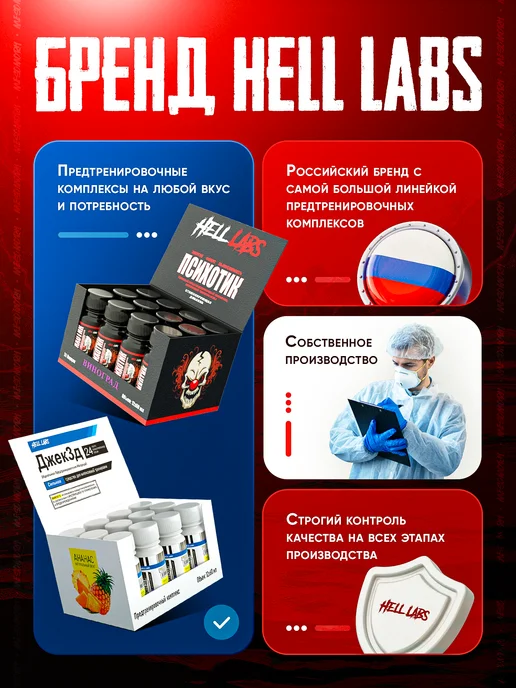 Hell labs Предтрен в шотах Мезоморф Синяя малина 24 шт, 24 шт, фото 5