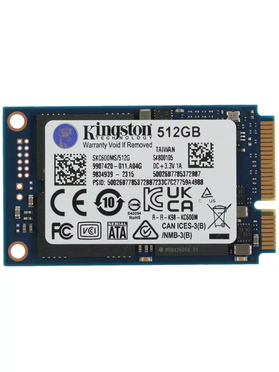 Kingston Накопитель SSD 512GB mSATA SKC600MS 512G KC600