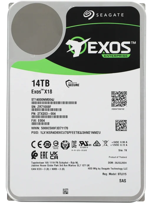 Seagate 14 ТБ Внутренний жесткий диск ST14000NM004J, 3.5", 7200 об/мин, SAS 6 Гбит/с (ST14000NM004J), вариант, фото 2