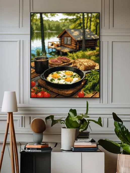 Алмазныи ряд Алмазная мозаика на подрамнике 40х50 см Завтрак у реки, 40x50 см, фото 8