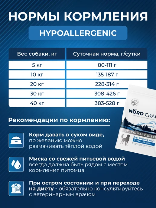 Сухой корм NordCraft Hypoallergenic для собак, гипоаллергенный, 2 кг, фото 4