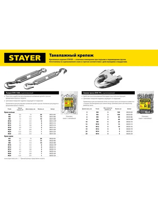 Stayer, Зажим троса DIN 741, 19 мм, 8 штук, вариант, фото 4