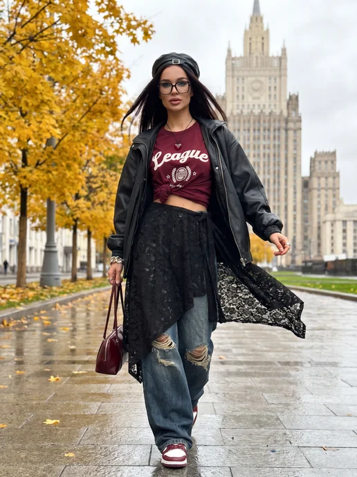 QLONE Юбка килт кружевная короткая, черный, фото 2