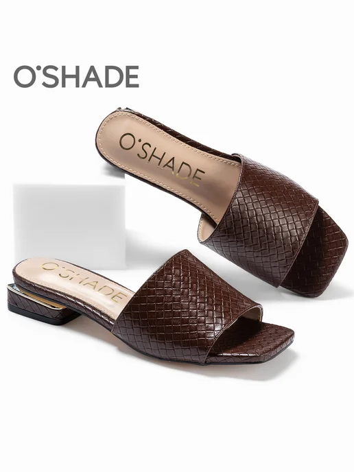 O`SHADE Мюли на низком каблуке женские летние коричневые, коричневый, фото 4
