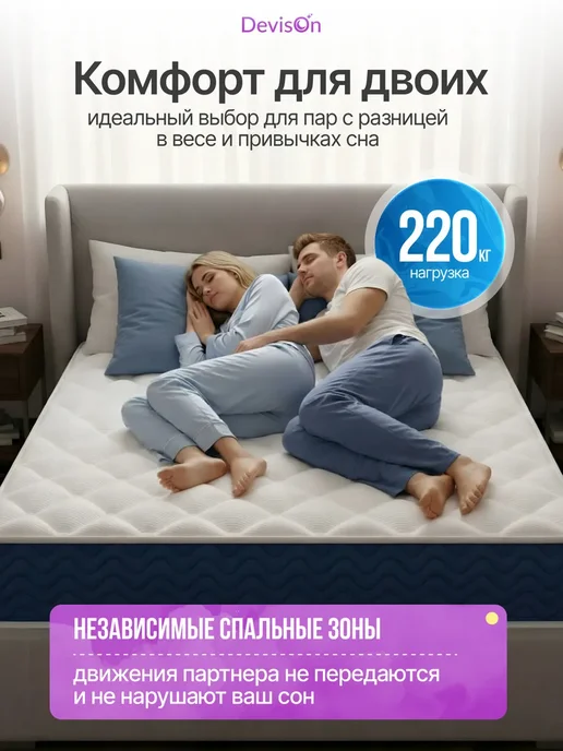 Devison Матрас 160х200 пружинный на кровать анатомический, 140x200, фото 5