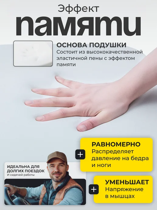 MIKHAUTO Подушка на сиденье автомобиля ортопедическая, 40х35х6 см, 35x6 см, фото 2