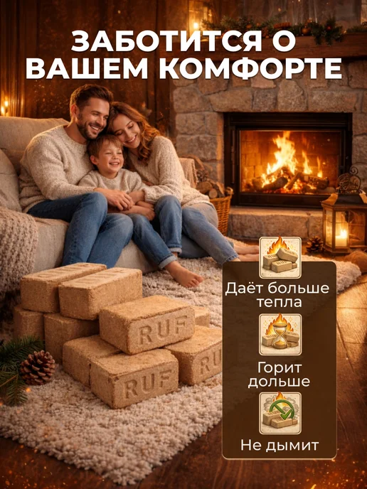 Топливные брикеты для печки RUF 12 шт 10 кг, 12 шт, 10 кг, фото 2