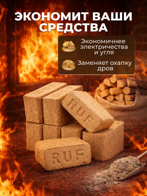 Топливные брикеты для печки RUF 12 шт 10 кг, 12 шт, 10 кг, фото 3