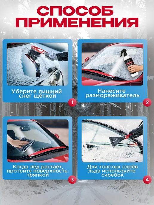 Zarlex Размораживатель стекол автомобильных, антилед для авто, 2 шт, 2 шт, фото 3