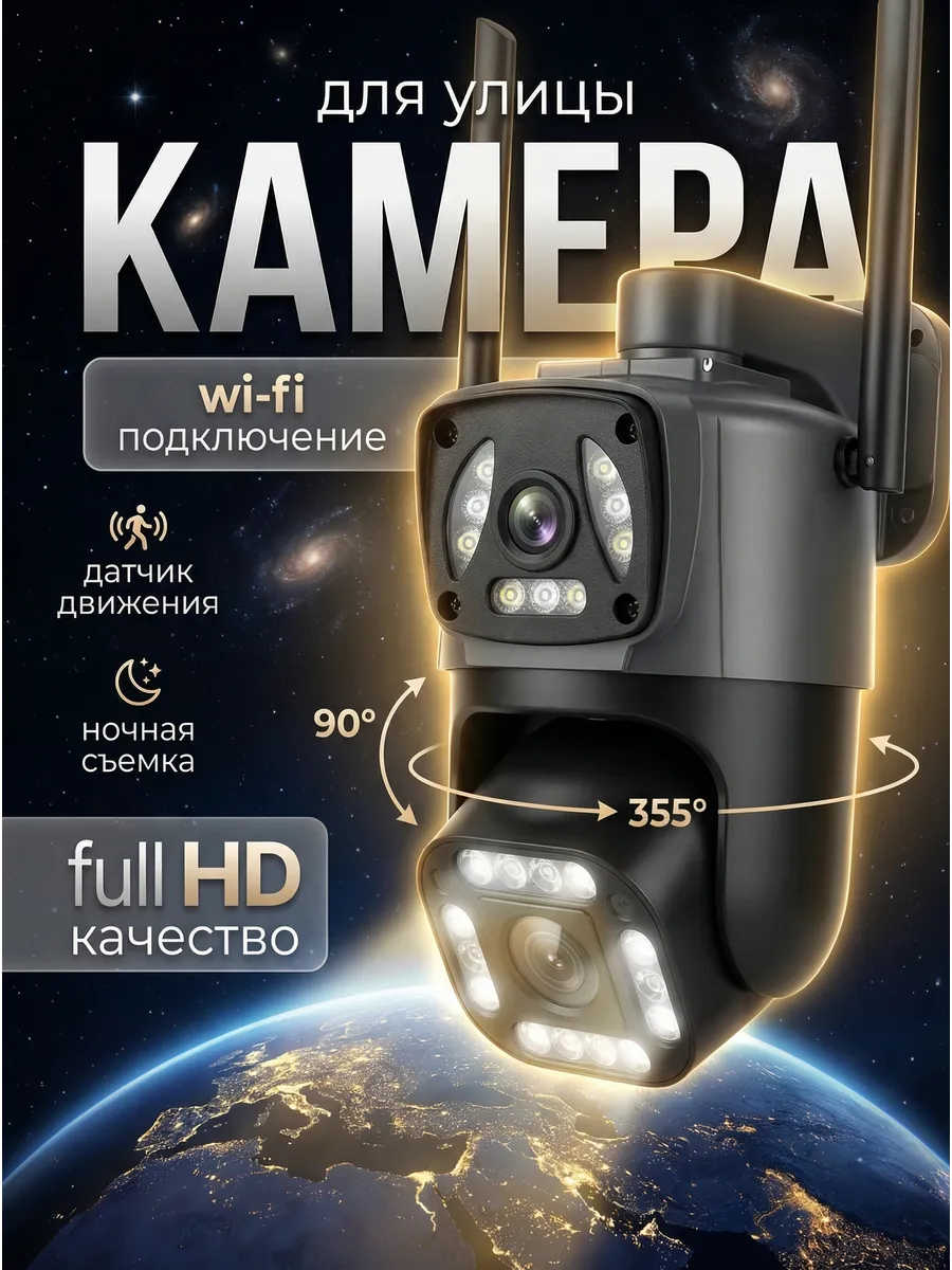 Камера видеонаблюдения уличная wi-fi 128ГБ