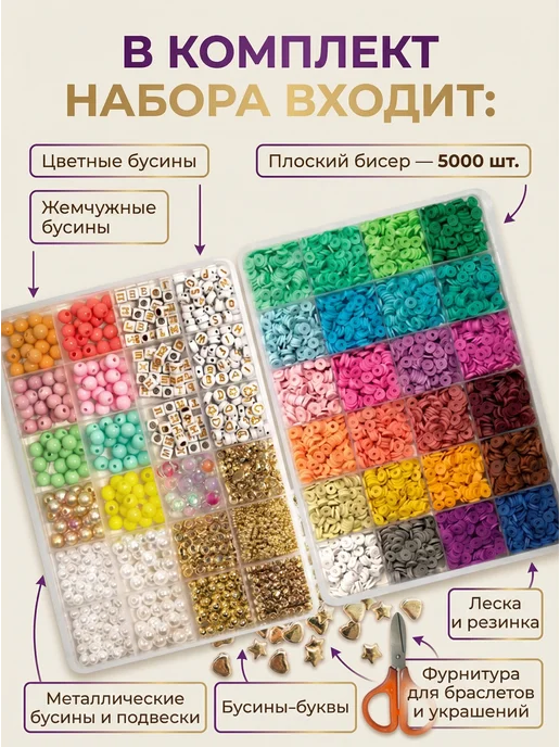 Минор Бусины и плоский бисер для создания браслетов, украшений, белый, фото 7
