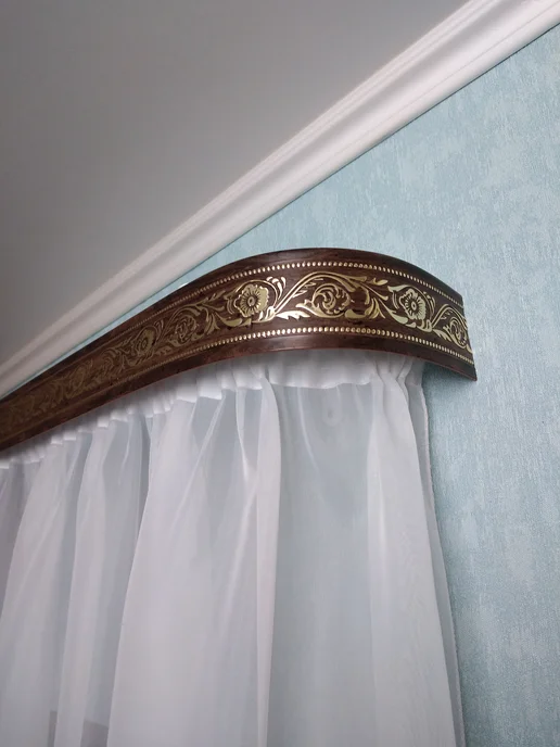карниз "Жасмин" для штор двухрядный настенный 150см, желтый, фото 4