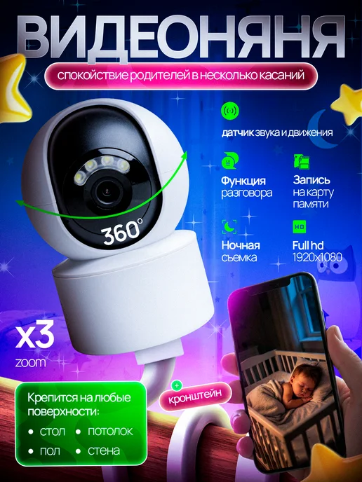 Видеоняня с телефона wifi, белый