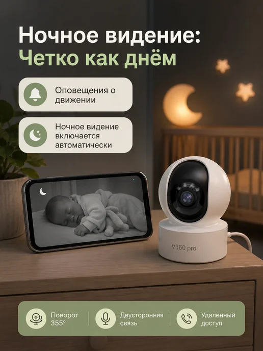 Видеоняня с телефона wifi, белый, фото 2