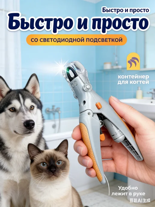 MACKENZI Когтерезка для кошек собак, серый