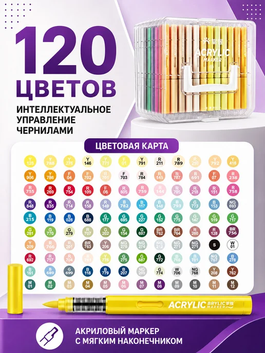 Grasp Акриловые маркеры для скетчинга и рисования 84 цвета, 120 цв., фото 2