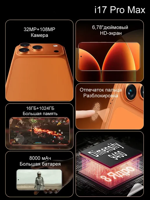 Смартфон Pro Max 1 6/1024 ГБ, синий, фото 3