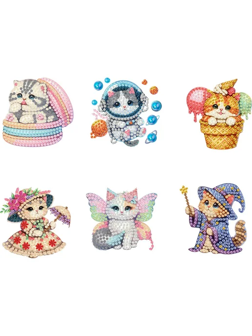 6шт DIY кошки Алмазная мозаика магнитный набор для холодильн, 6 шт, фото 2