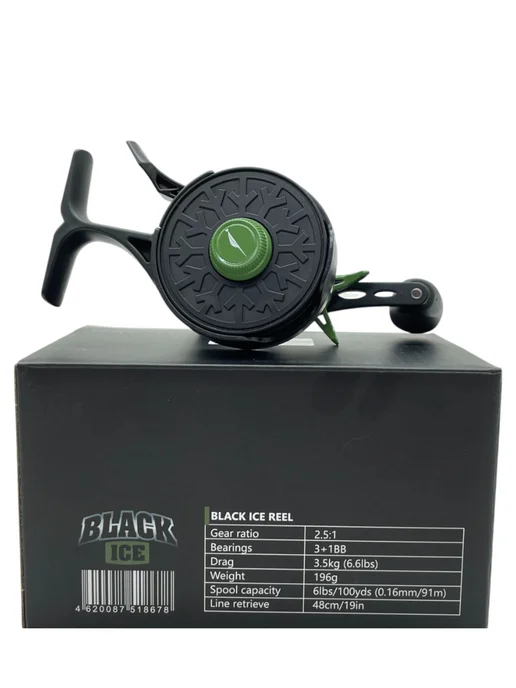 Снасти Здрасте Катушка зимняя Frost Black Ice 2.5 1 3+1BB вес 196 гр, 196 г, фото 2