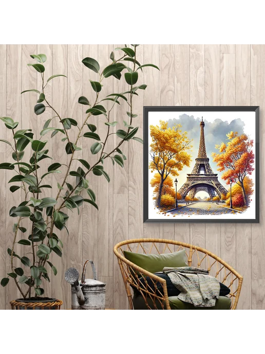 5D DIY полный круг алмазная живопись Эйфелева башня 30х30см, 30x30 см, фото 5